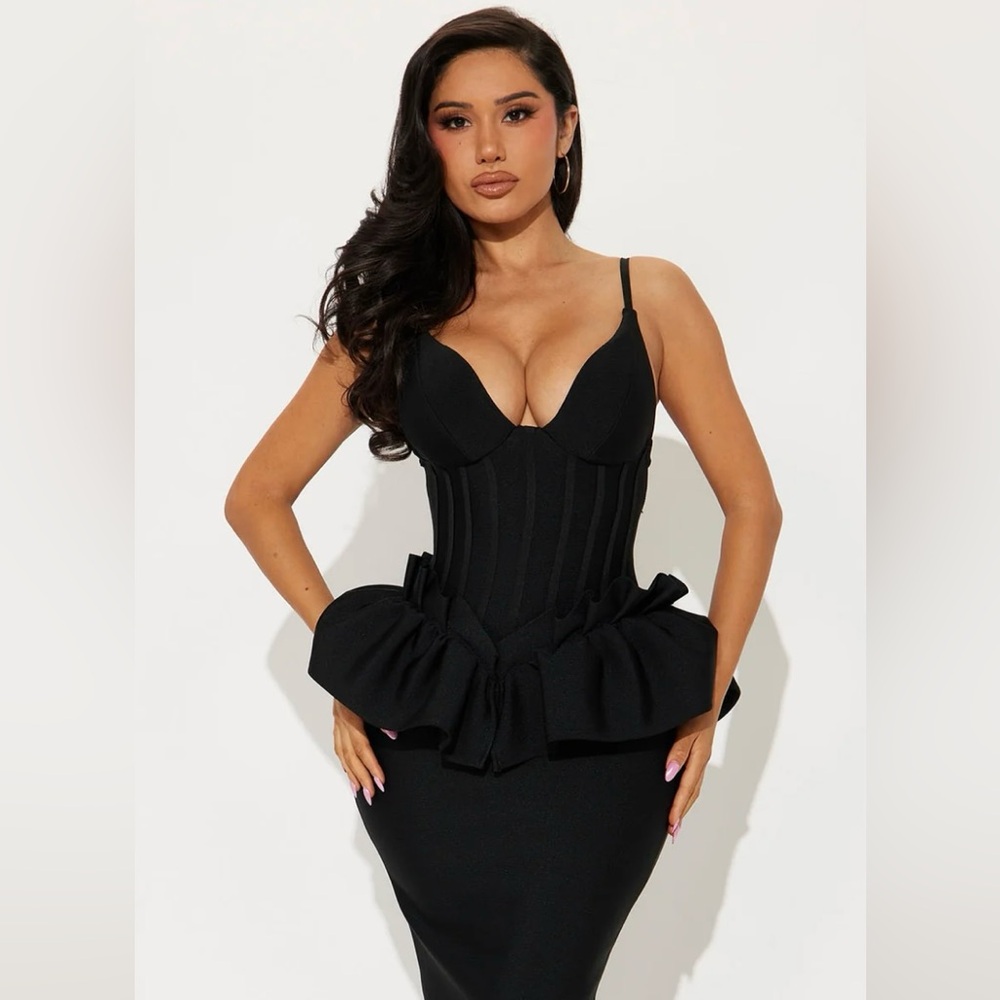 Elegant Black Peplum Dress